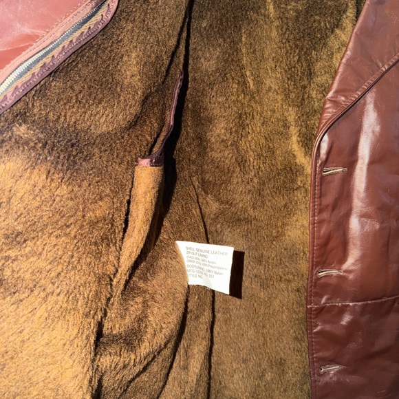 Gino Leathers Men’s Brown Leather Overcoat w/ Removable Fur Inside